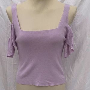 TOPSHOP COLD SHOULDER KNIT TOP LILAC SZ 10